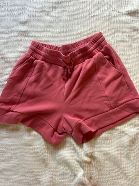 Varley Rose Pink High-Waist Drawstring Shorts